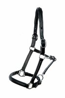 Leren Halster, zwart, rond gestikt, maat Cob